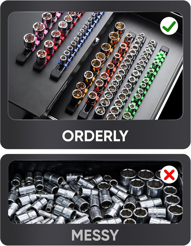ALOANES 3PC ABS Socket Organizer, Socket Rails Fit 1/2 Inch Drive, Heavy Duty So gallery