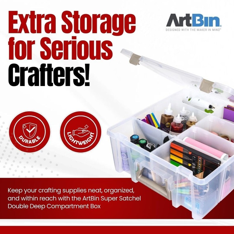 Super Satchel Double Deep Compartment Box Art Storage With 8 Removable Compartme gallery