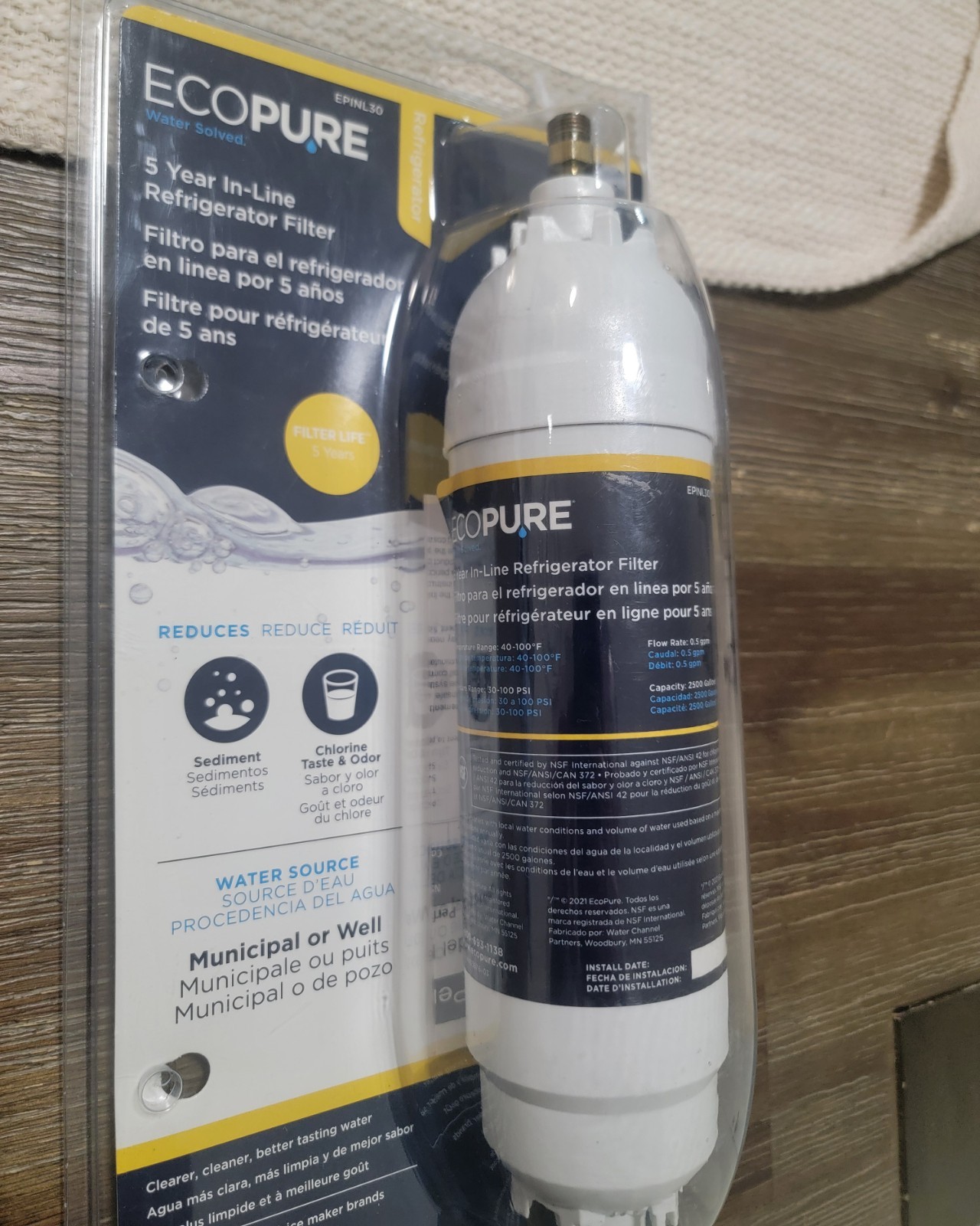 EcoPure EPINL30 5 Year in-Line Refrigerator Filter gallery