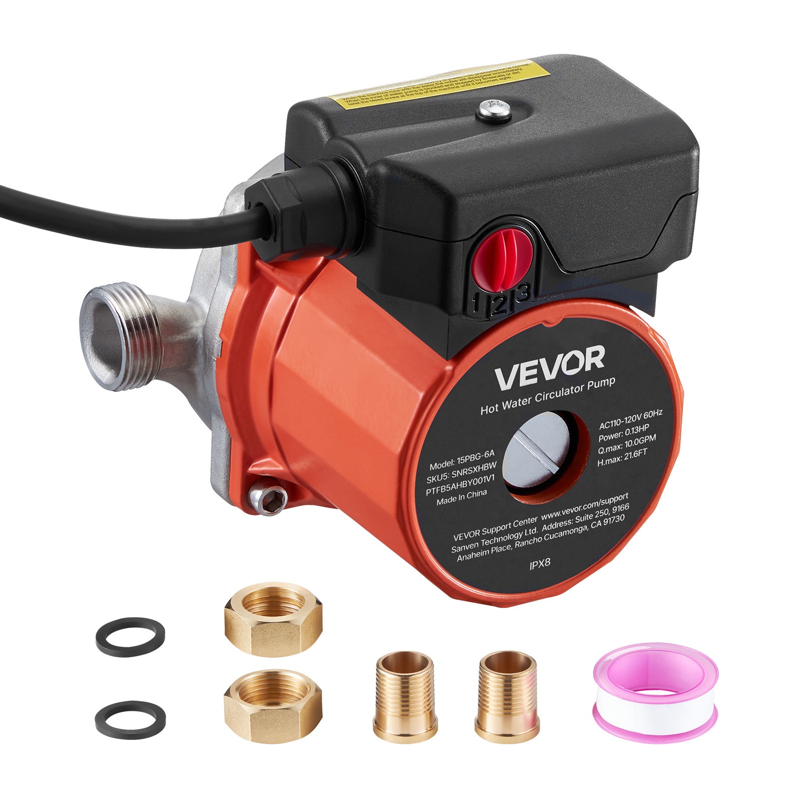 VEVOR Hot Water Recirculating Pump 10GPM Instant Circulation Pump System 3-Speed gallery