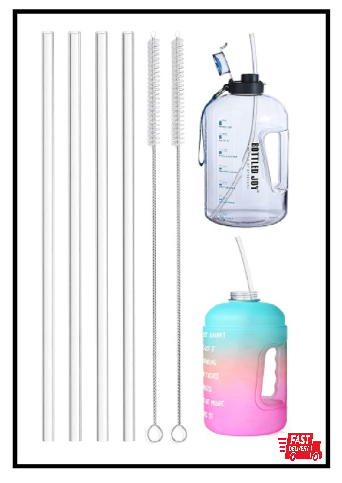 ALINK 15 inch Extra Long Reusable Clear Silicone Straws, 4-Pack Flexible Straws gallery