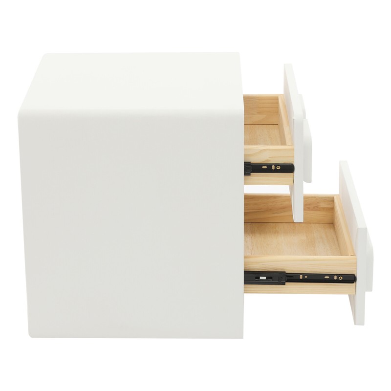 Bedside Table, White Bedside Table W/ 2 Drawers For Study, Bedroom, Living Room gallery