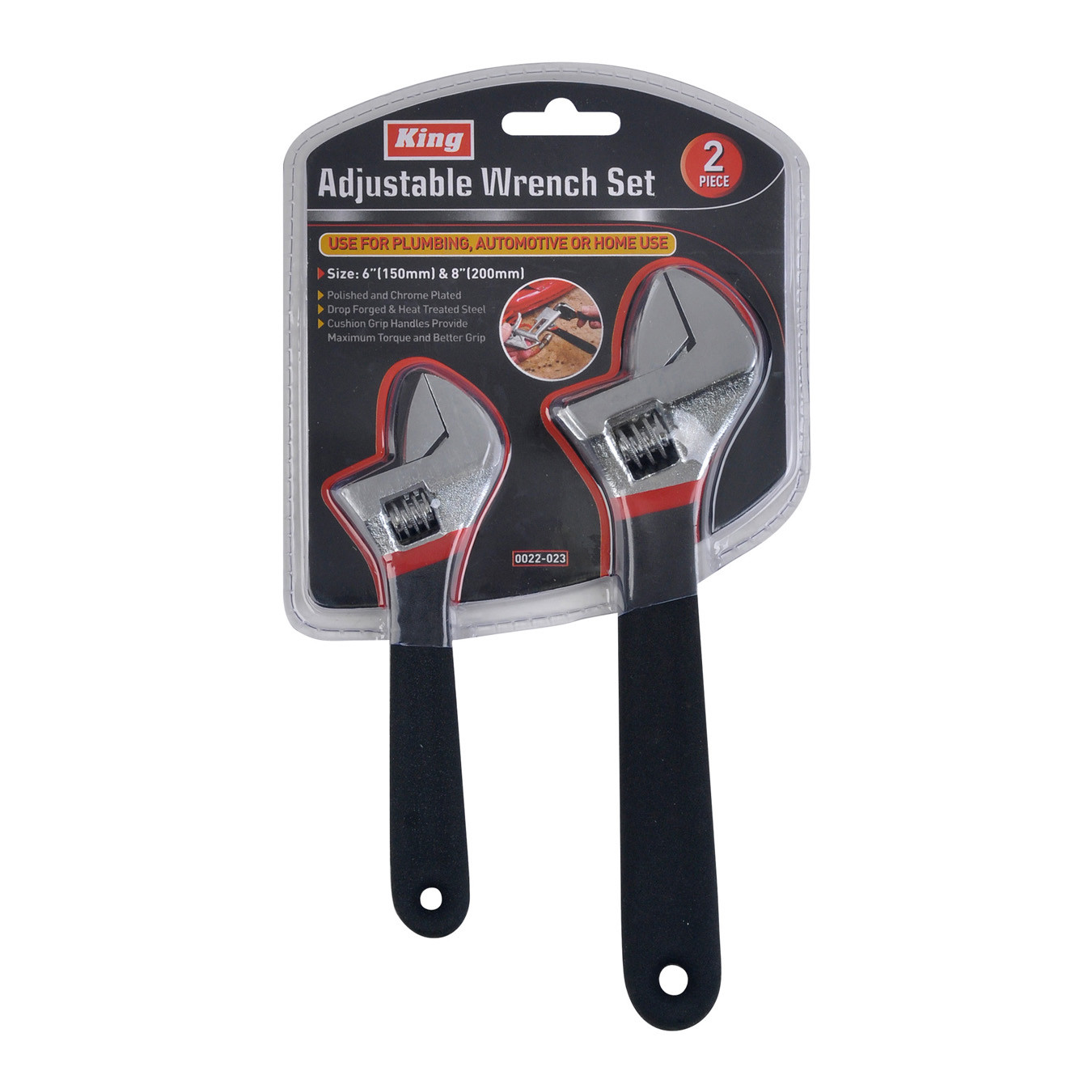 2pc 6" & 8" Inch Adjustable Wrench Shifting Spanner, Steel w/ Cushion Handle NEW gallery
