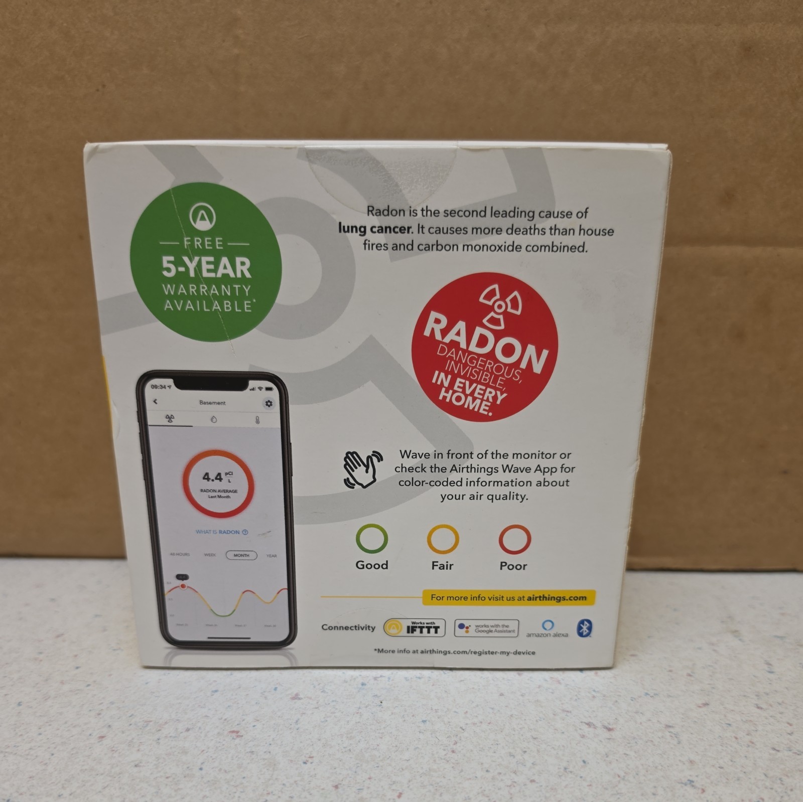 Airthings 2950 Wave Radon - Smart Radon Detector with Humidity & (B6) gallery