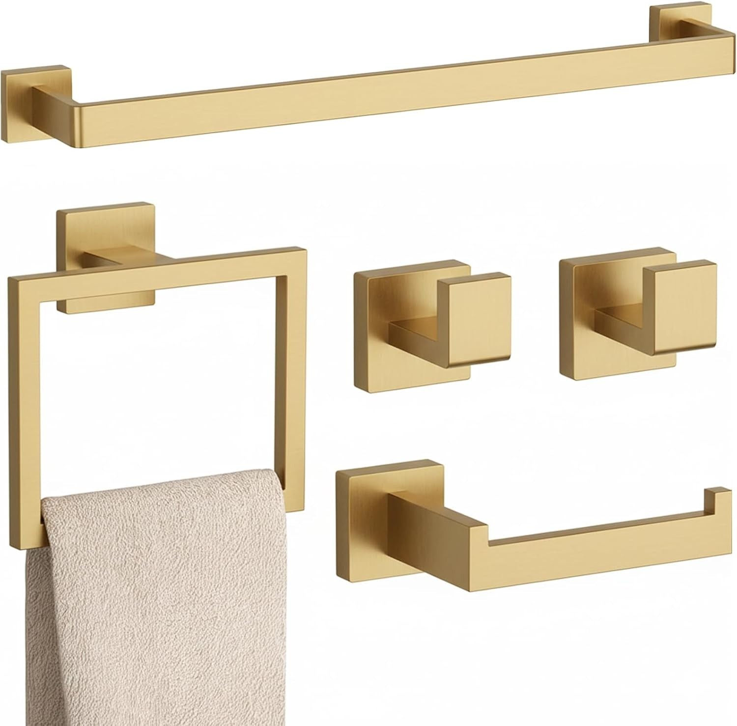 5-Pieces Matte Gold Bathroom Hardware Accessories Set 24 Inch Towel Bar Towe gallery