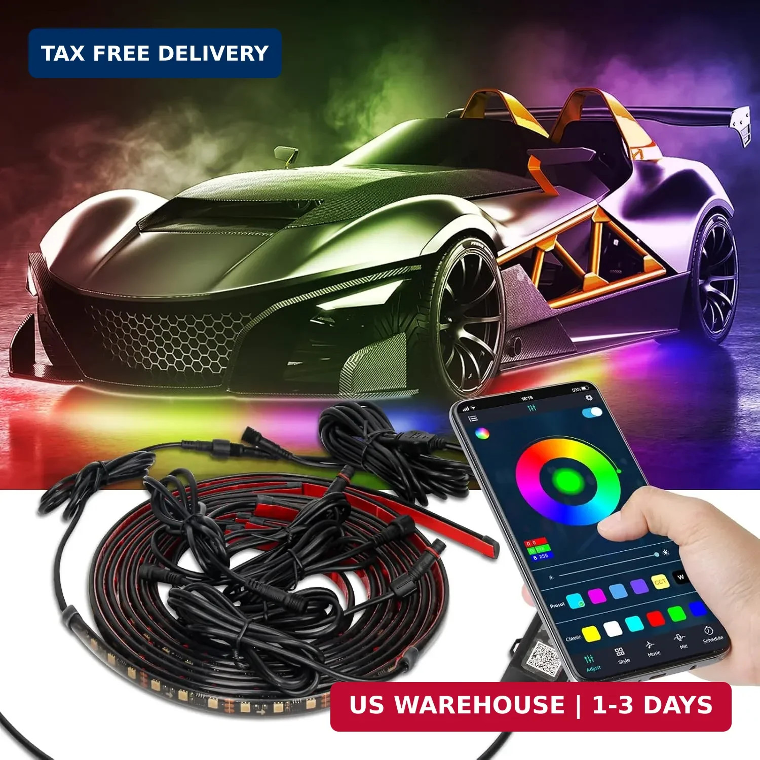 OPP ULITE Car Underglow Light Strip Dream Chasing Color, Upgraded Silicone Mater gallery