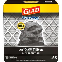 Glad ForceFlex Large 30 Gallon Trash Bags 68 Count Heavy Duty Black