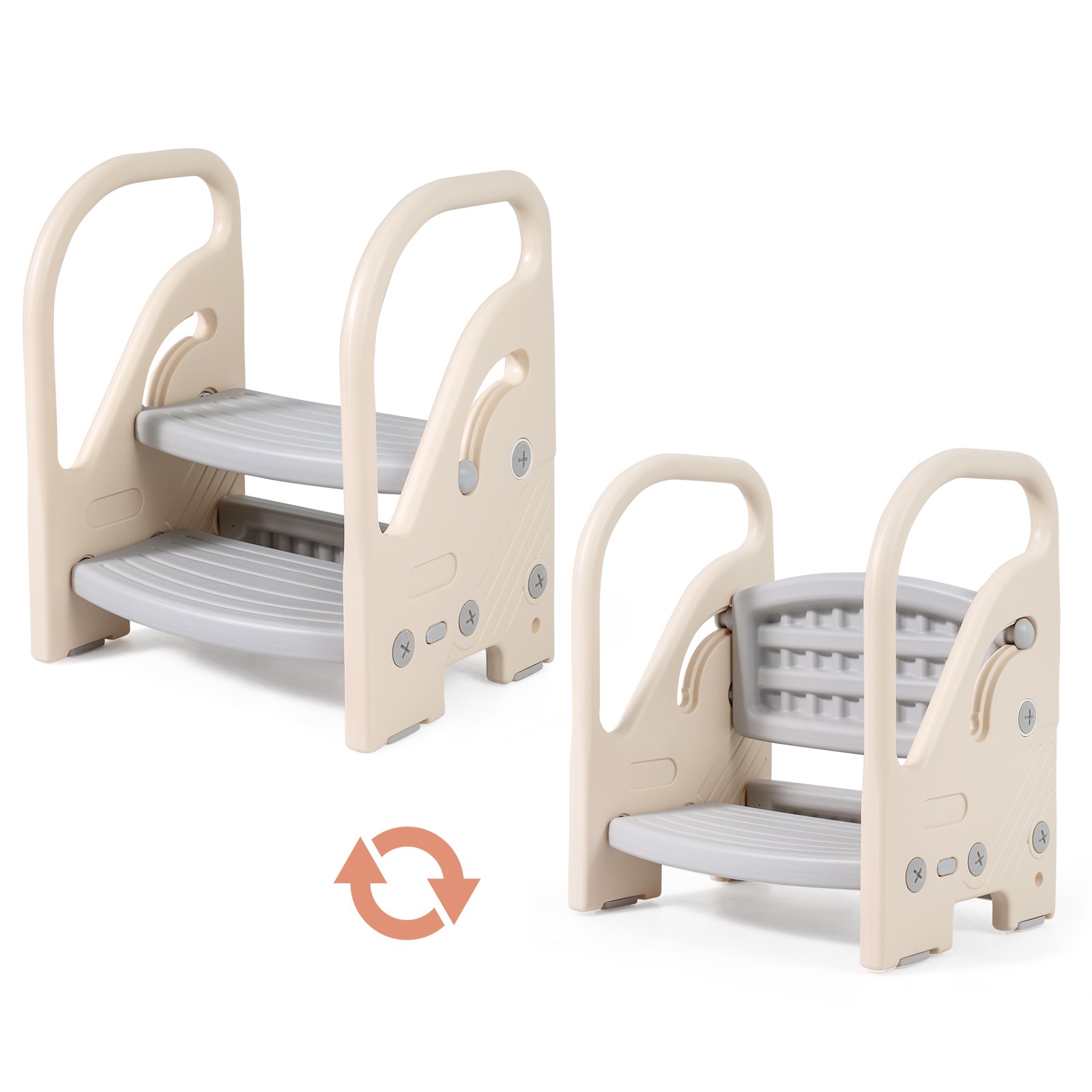 Toddler Step Stool for Bathroom Sink, Adjustable 2-Step Kids Helper Stool, Grey gallery