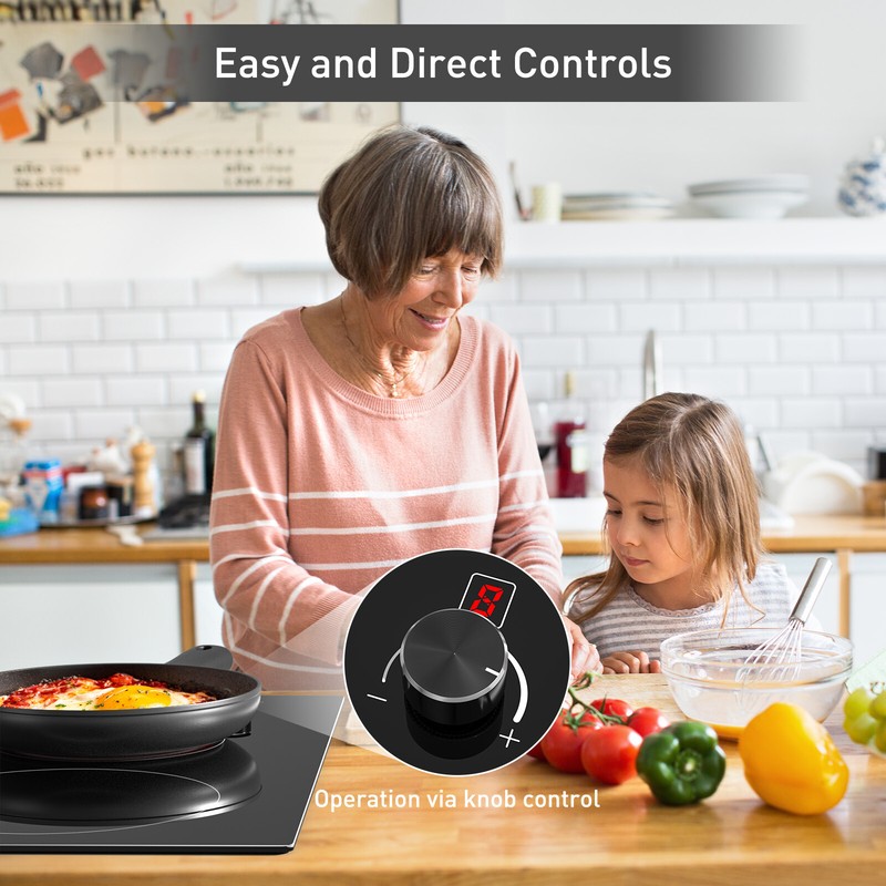 Electric Ceramic Cooktop 2 Burner Built-In/Countertop Stovetop knob Control 120V gallery