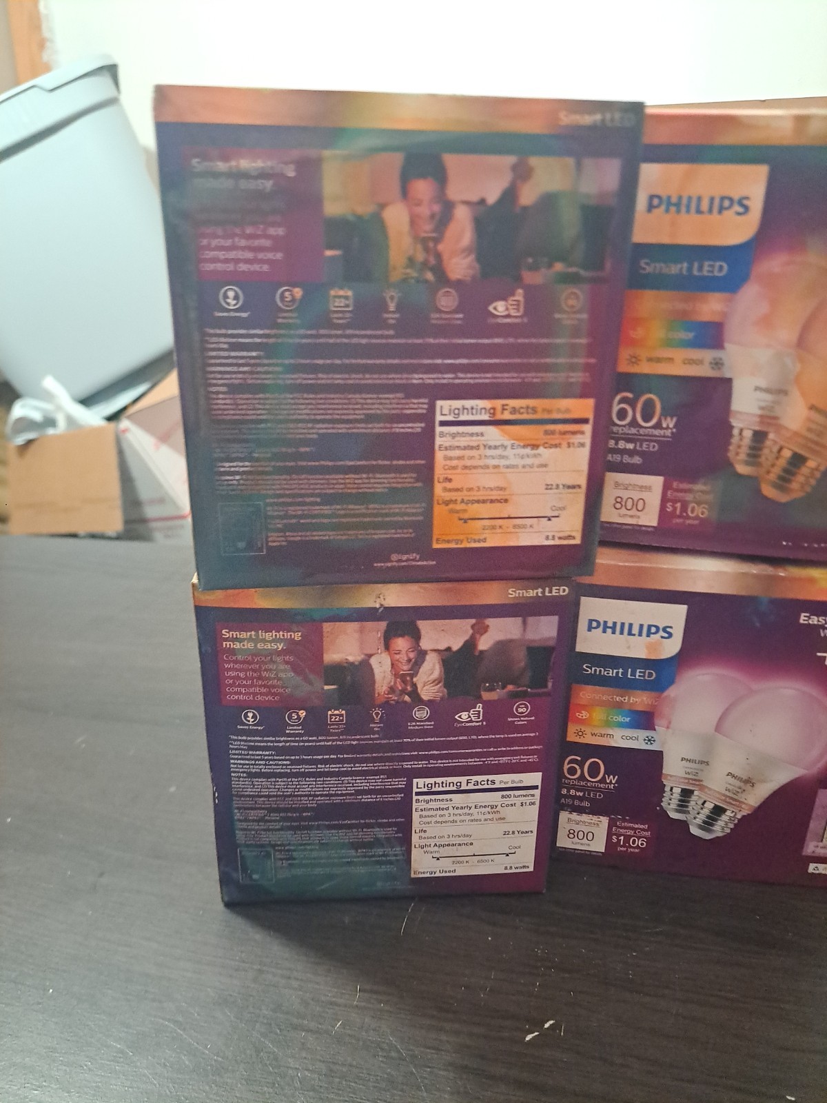 Philips Wiz LED Wi-Fi Smart Bulb Full Color 8.8W A19 800 Lm (LOT OF 4 PACK*READ* gallery