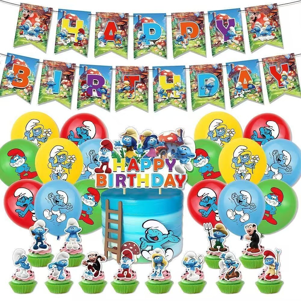 Animation Cartoon Theme Birthday Party Supplies Set,Balloons Banner Cake Toppers gallery