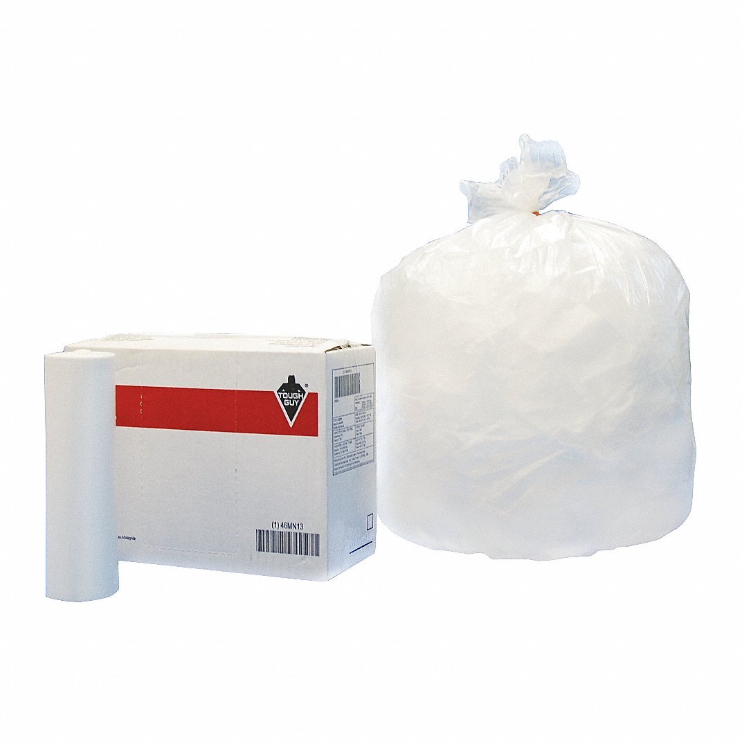 TOUGH GUY Trash Bag, 30 gal, LLDPE, Coreless Roll, Clear, PK 250 46MN23 gallery