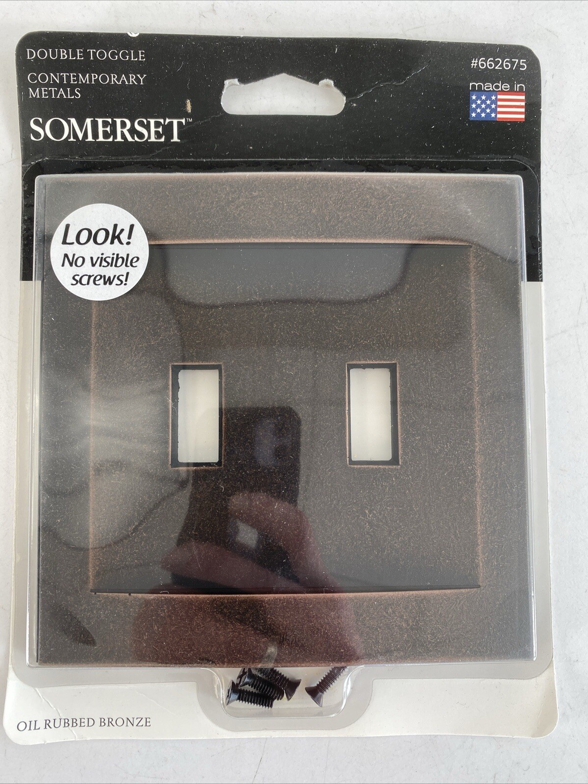 Oil Rubbed Bronze Double Toggle Light Switch Wallplate NO VISIBLE SCREWS 662675 gallery