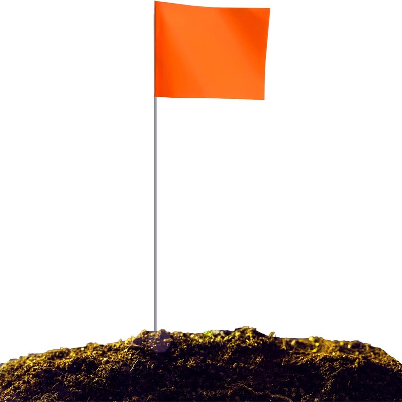 50Pack Marking Flags Orange Marker Flags - 15X4X5 Inch Lawn Flags Landscap gallery