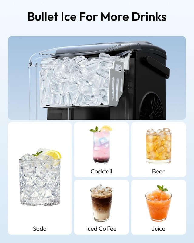 EUHOMY Countertop Ice Maker Machine with Handle, 26lbs in 24Hrs, 9 Ice Cube 6 mi gallery