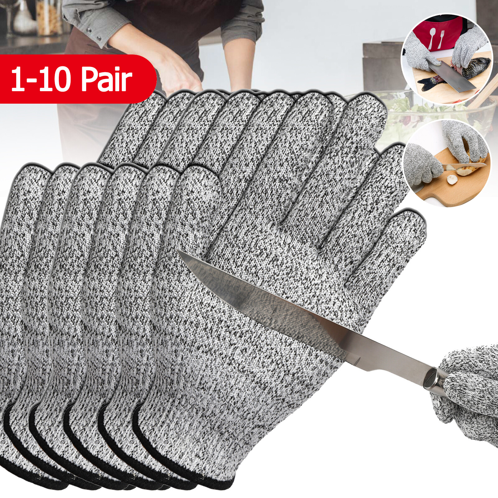Lot Butcher Glove Cut Proof Protective Cut Resistant Gloves Kitchen L5 Protectio gallery