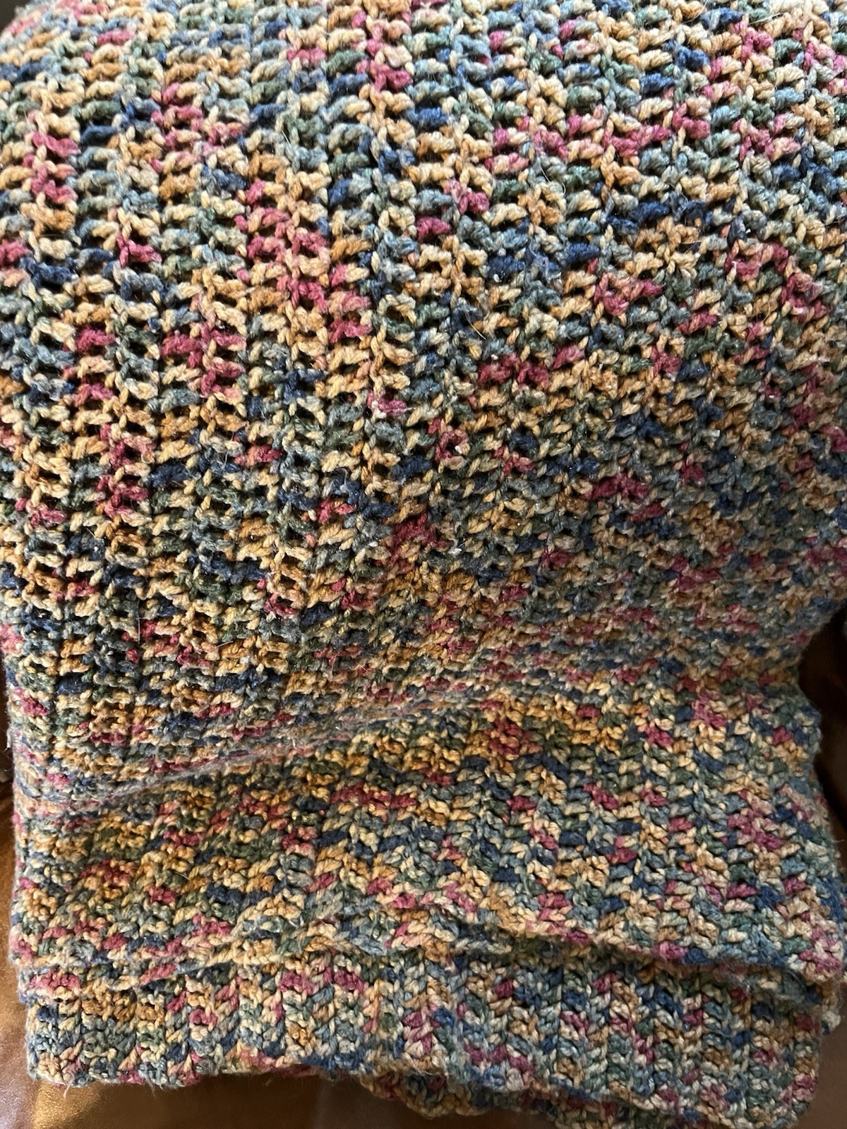 Vintage Handmade Crochet Blanket Throw Multicolor Speckled Afghan 58x68 gallery