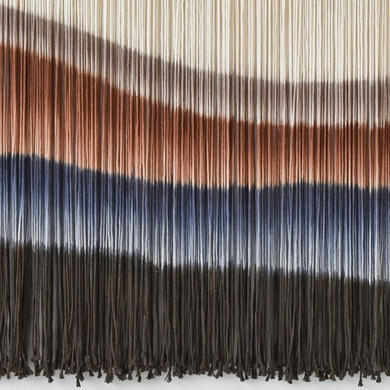Large Macrame Wall Hanging Tie-Dye Boho Wall Art Fiber Art Decor Brown and Blue gallery