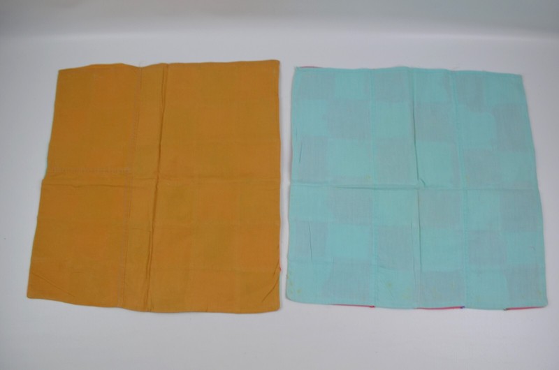 Handmade Patchwork Sofa Pillow Covers Pink & Blue / Orange Blue 14" x 15" gallery
