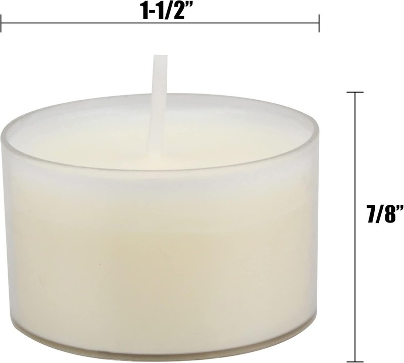 48 Pack Unscented Smokeless Long Clear Cup Tea Light Bulk Candles Palm Wax gallery