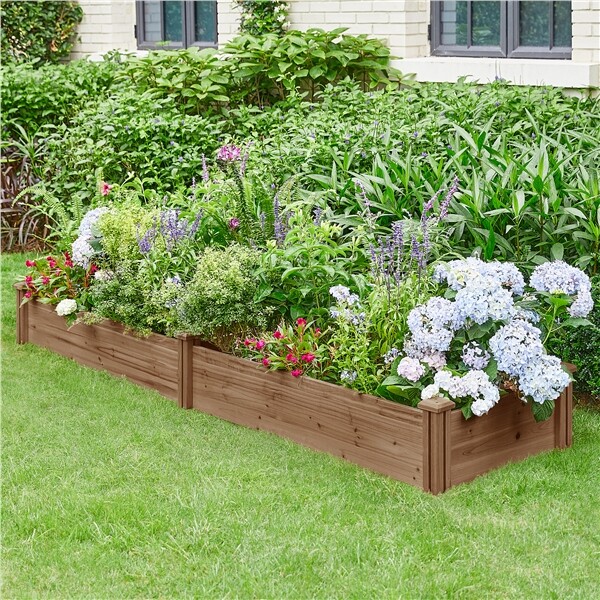 Wooden Raised Garden Bed Divisible Planter Box for Yard/Vegetable/Flower/Herbs gallery