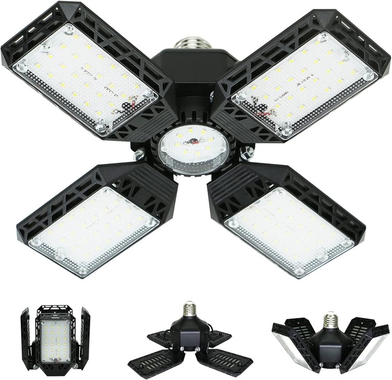 150W LED Garage Light Deformable Ceiling Lamp 15000LM with 4 Adjustable Panels gallery