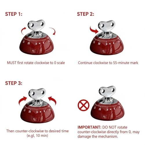 Retro Kitchen Timer Magnetic Mechanical 60 Minute Wind Up Timer No Red gallery