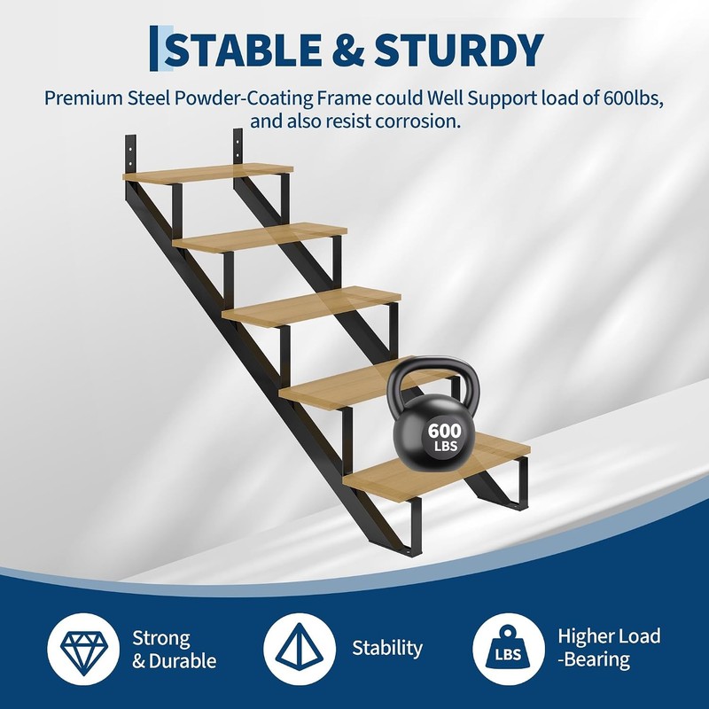 2 Pack Metal Stair Step Stringers 5 Step Steel Riser Stringer For 35.4 Inch Heig gallery