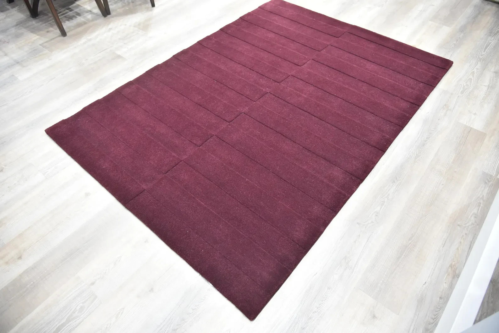 Hand-Tufted Wool Plum Area Rug | Modern High-Low Pile Carpet living room gallery