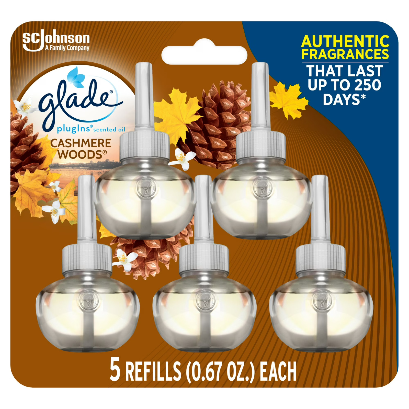 Glade PlugIns Refill 5 Count, Cashmere Woods, 3.35 FL. oz. Total, Stocking Stuff gallery