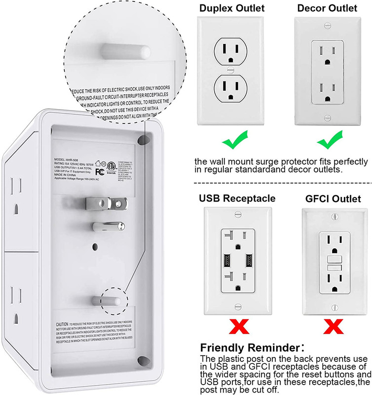 POWRUI Multi Plug 6 Outlet Surge Protector Extender with 3 USB Ports (1 USB C) a gallery