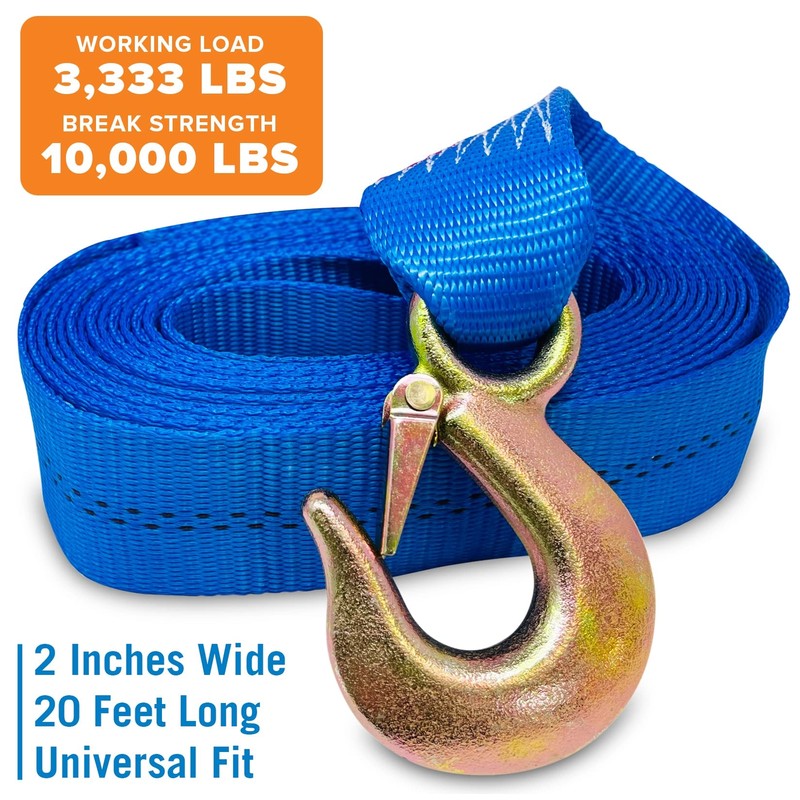 Boat Trailer Winch Strap with Hook Replacement 2" x 20' gallery