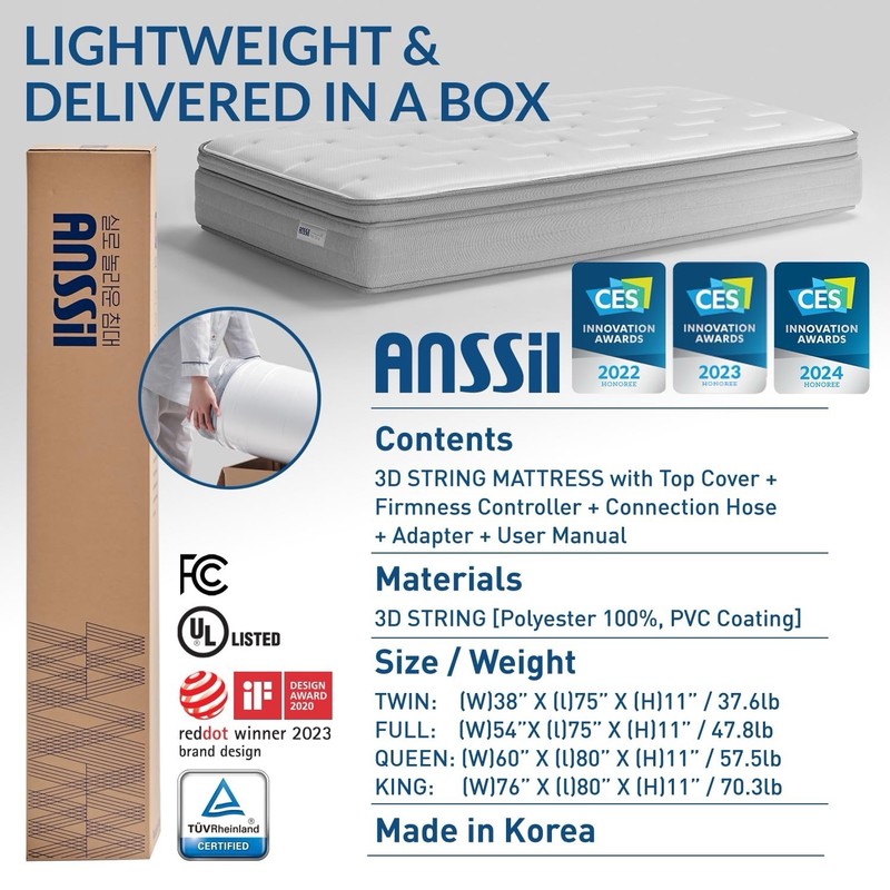 Anssil Flat Grid Plus Full Mattress Extra Firm With No Spring And 3D Technology gallery