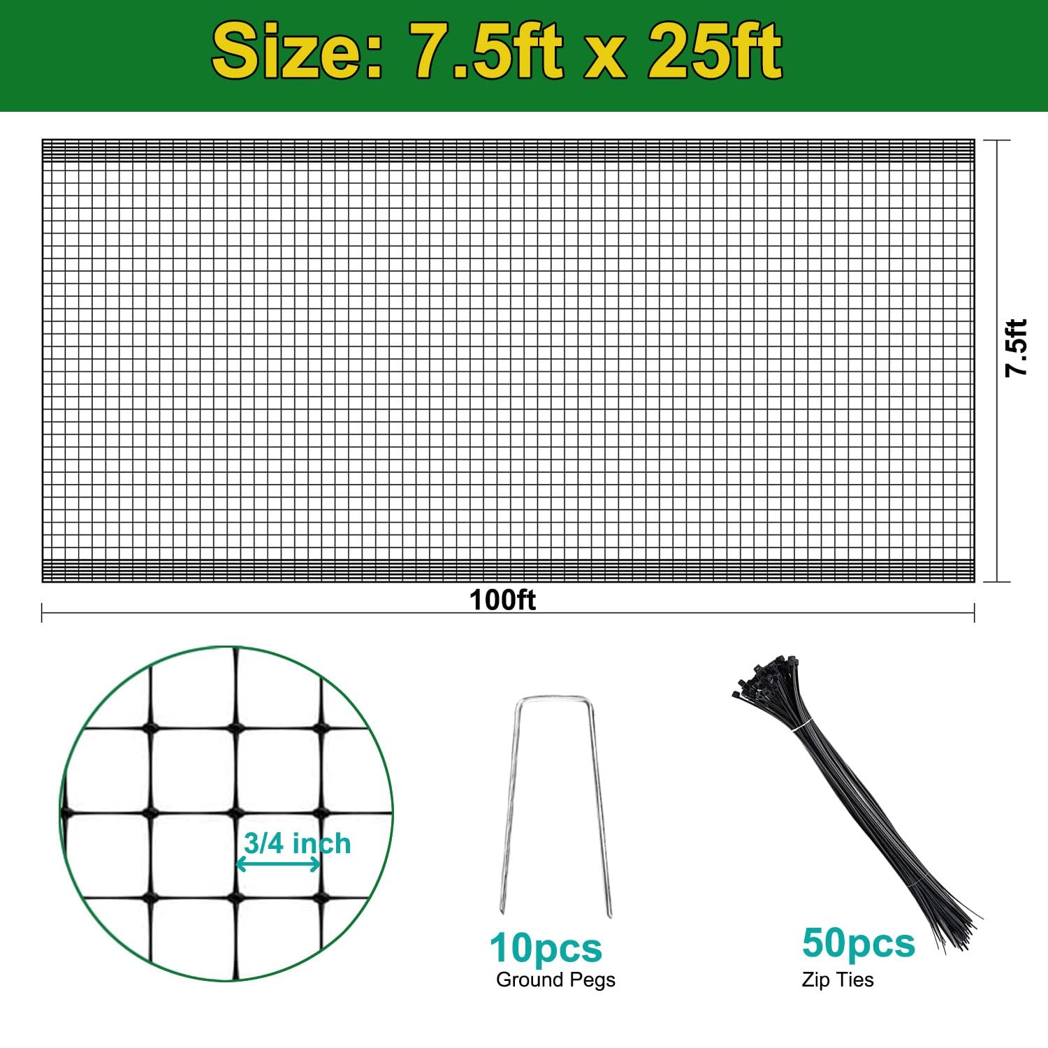 KLEWEE Bird Netting, 7.5 x 25 FT Heavy Plastic Duty Garden x 25 FT, Black gallery