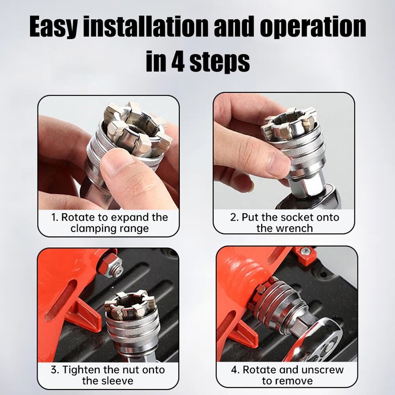 Upgraded Adjustable Universal Socket Wrench, Manual Socket Wrench, Multifunction gallery