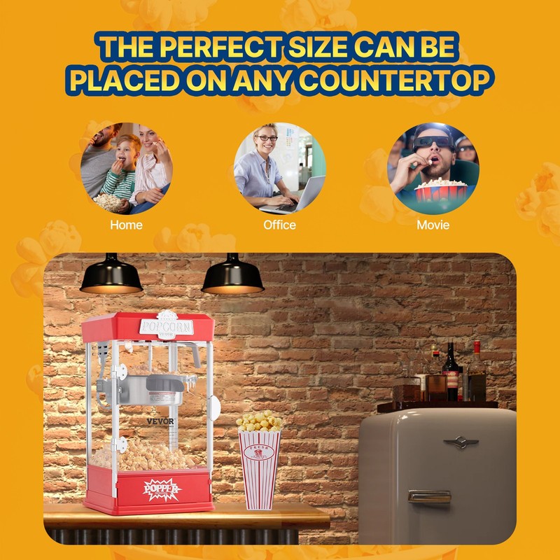 VEVOR Popcorn Popper Machine Tabletop Mini Popcorn Maker 480W 4 Oz Red gallery