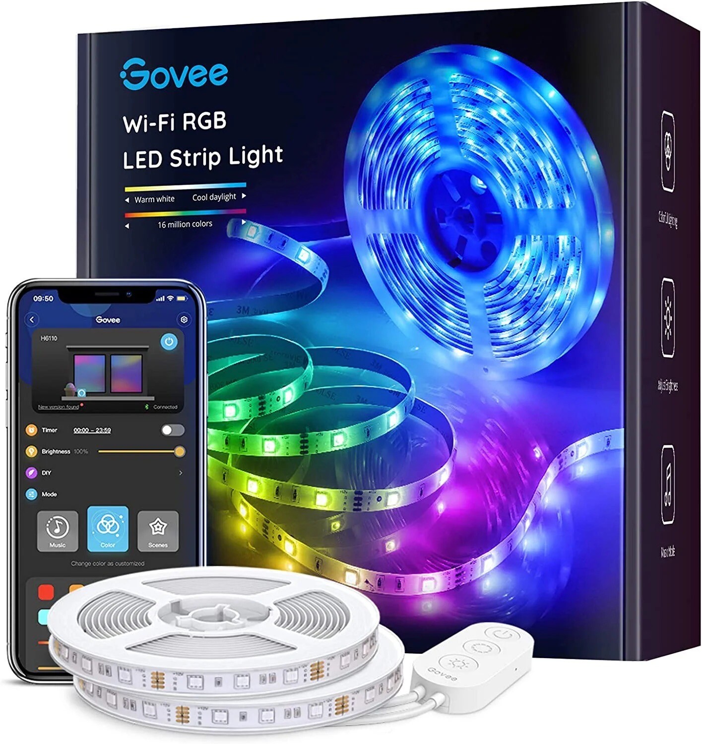 16.4 ft Waterproof LED RGB Strip Lights with Remote and App gallery