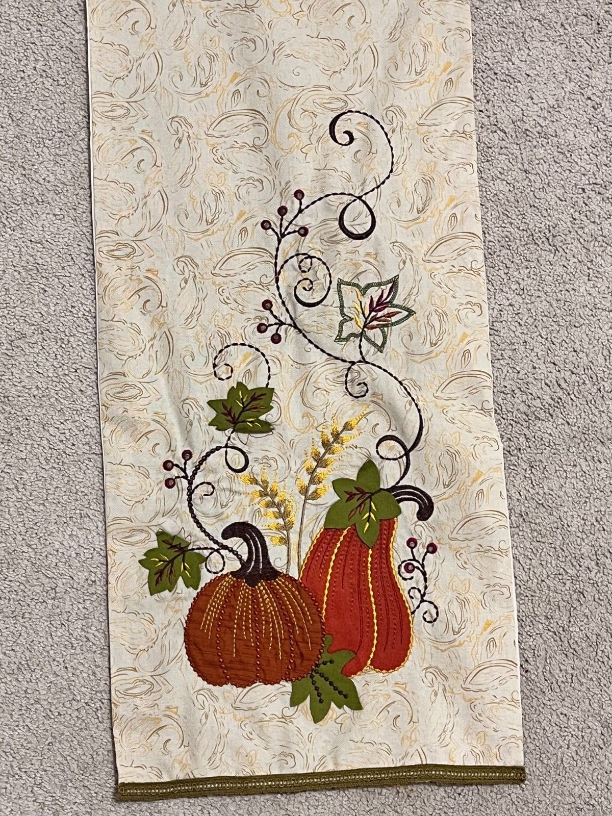 12"x 70" Fall Autumn Pumpkin Embroidered Polyester Table Runner Thanksgiving gallery