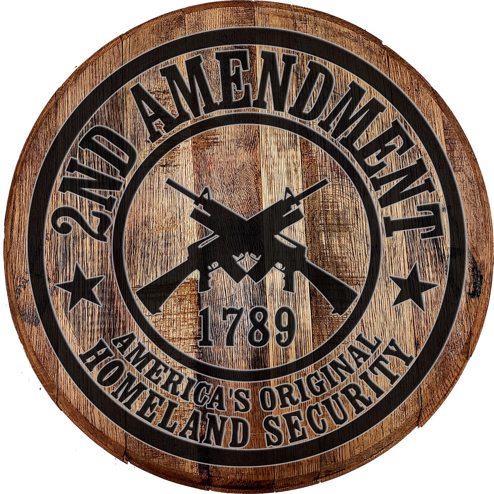 Whiskey Barrel Head 2nd Amendment America's Original Homeland Security Wall D... gallery