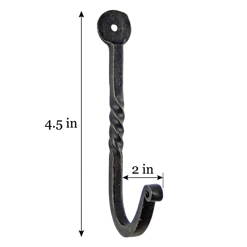 Forged Wrought Iron Twisted Wall Hook Key Towel Coat Hanger Antique Look 4.5 in gallery