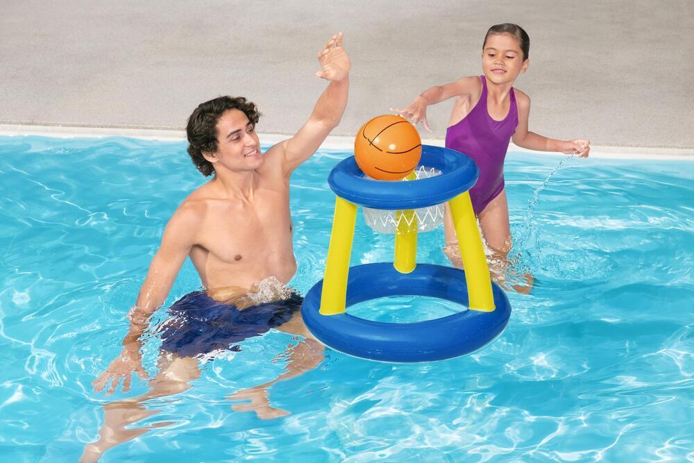 H2OGO! Pool Play Game Center Inflatable Water Floating Basketball Ring Toss Set gallery