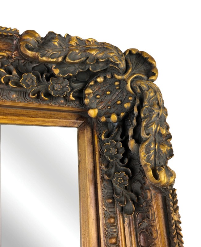 Large Gilt Wood & Plaster Baroque Rococo Regency Beveled Wall Mirror 31 x 35" gallery