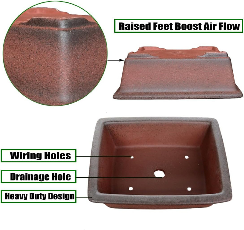 Decorative Ceramic Bonsai Planter Pot 8.5 Inch with Tray, Breathable Unglazed Re gallery