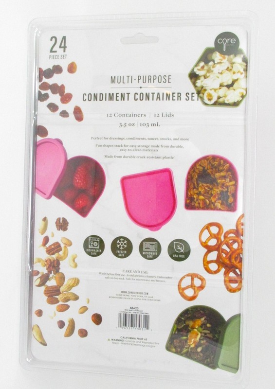 Core Condiment Container Set With Lids 24 Pc green pink purple each holds 3.5oz gallery