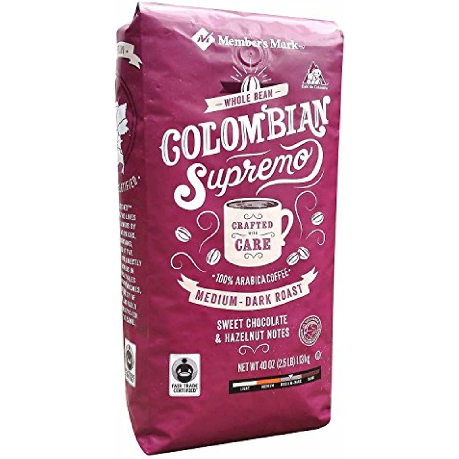 Member's Mark Fair Trade Certified Colombian Supremo Coffee, Whole Bean, 2.5 Pou gallery