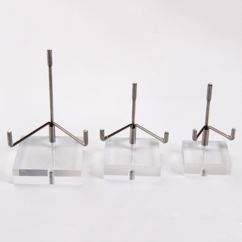 Clear Acrylic Display Stand with Adjustable Metal Arms Easel Holder for Crystal gallery