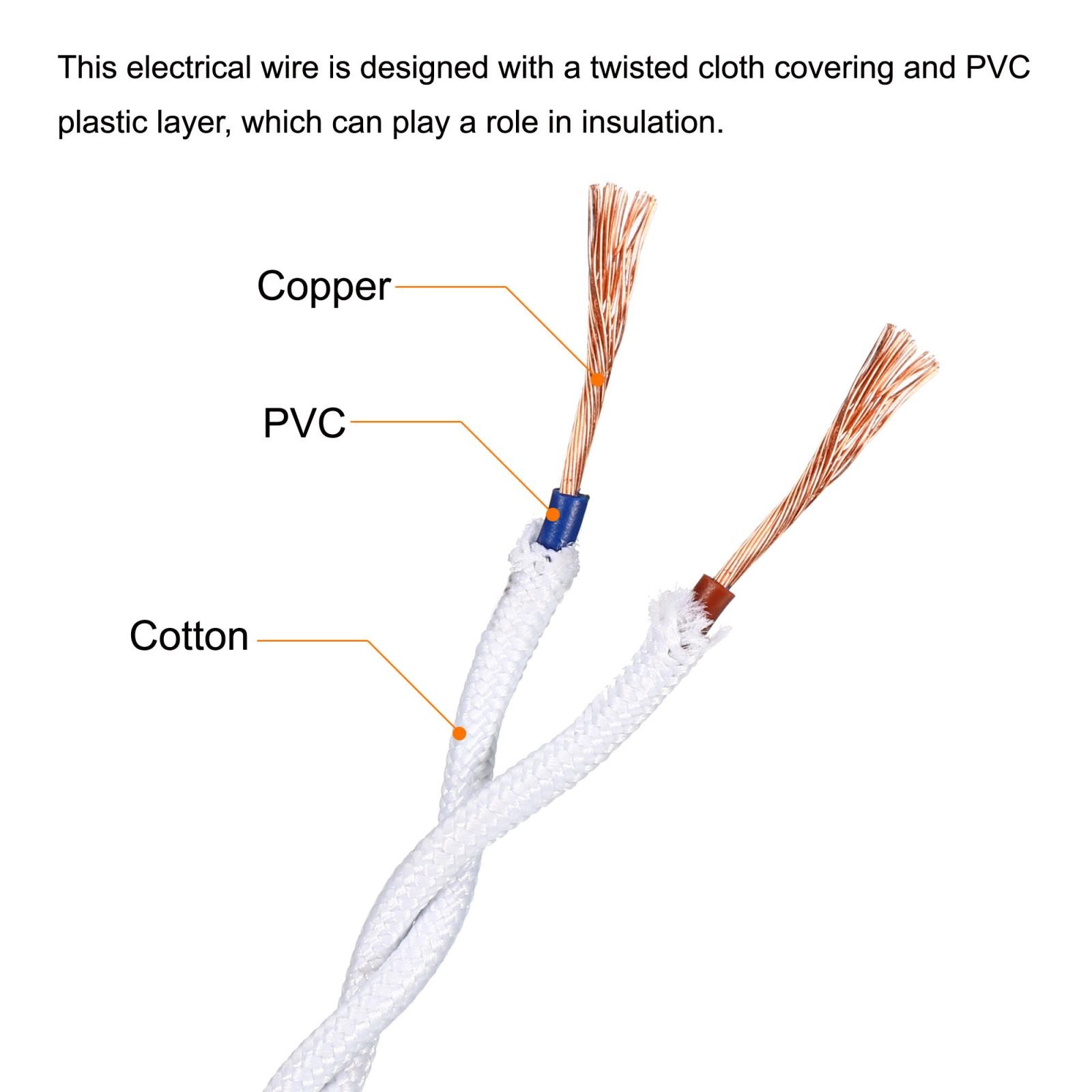 Twisted Cloth Covered Wire 2 Core 18AWG 5m/16.4ft,Electrical Cable,White gallery