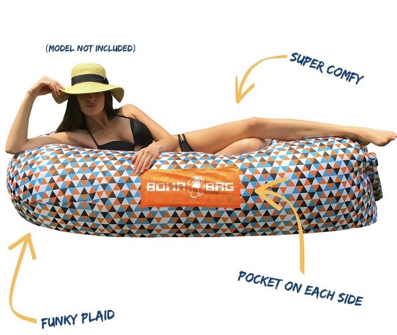Boha Bag Inflatable Lounger Beach Bed Travel Camping Blow Up Beach New, No Box gallery