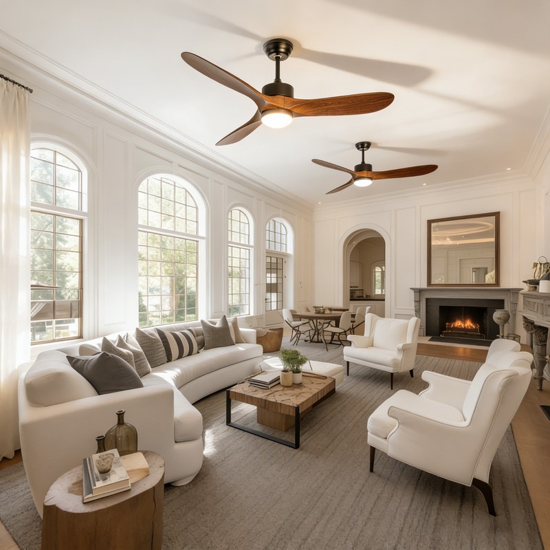 60" Ceiling Fan LED Light Remote Quiet DC Motor 6 Speed Adjustable Height gallery