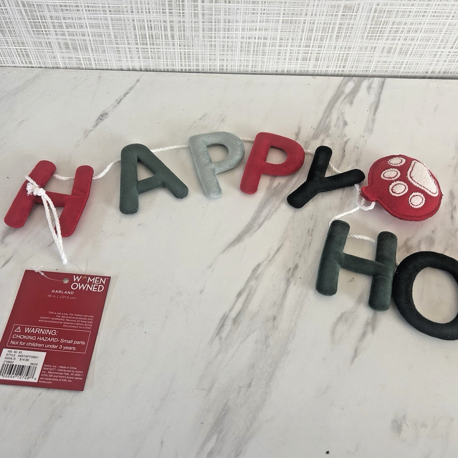 Happy Howlidays Paws Pet Christmas Tree Garland Bunting Indoor Felt 56" BxNN gallery